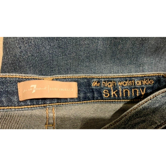 7 For All Mankind Jeans Womens Sz 25 High Waist Skinny Ankle Sparkle Side Pants - Picture 7 of 14